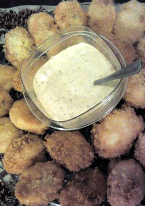 A picture of Brenda's Fried Deviled Eggs.