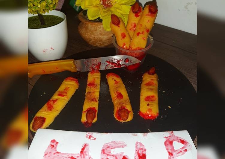 Tutorial membuat Witches' Fingers for Halloween (jari zombie cookies)🧟‍♀️🕸🦇🖤 mantap