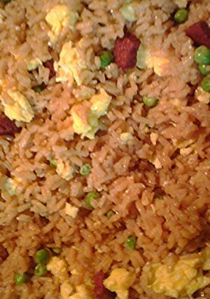 A picture of Faux roast pork fried rice.