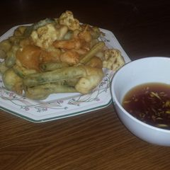 A picture of Tempura and Ginger Soy Sauce.