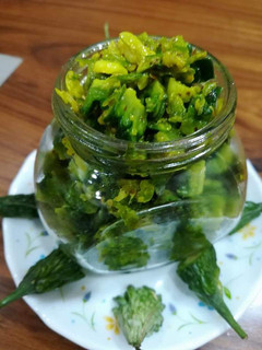 A picture of Bitter gourd pickle.