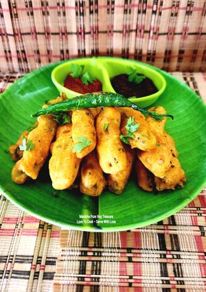 A picture of Bitter Gourd Finger Fries Fritters - Beat The Bitterness - Healthy & Tasty Karela Pakoda.