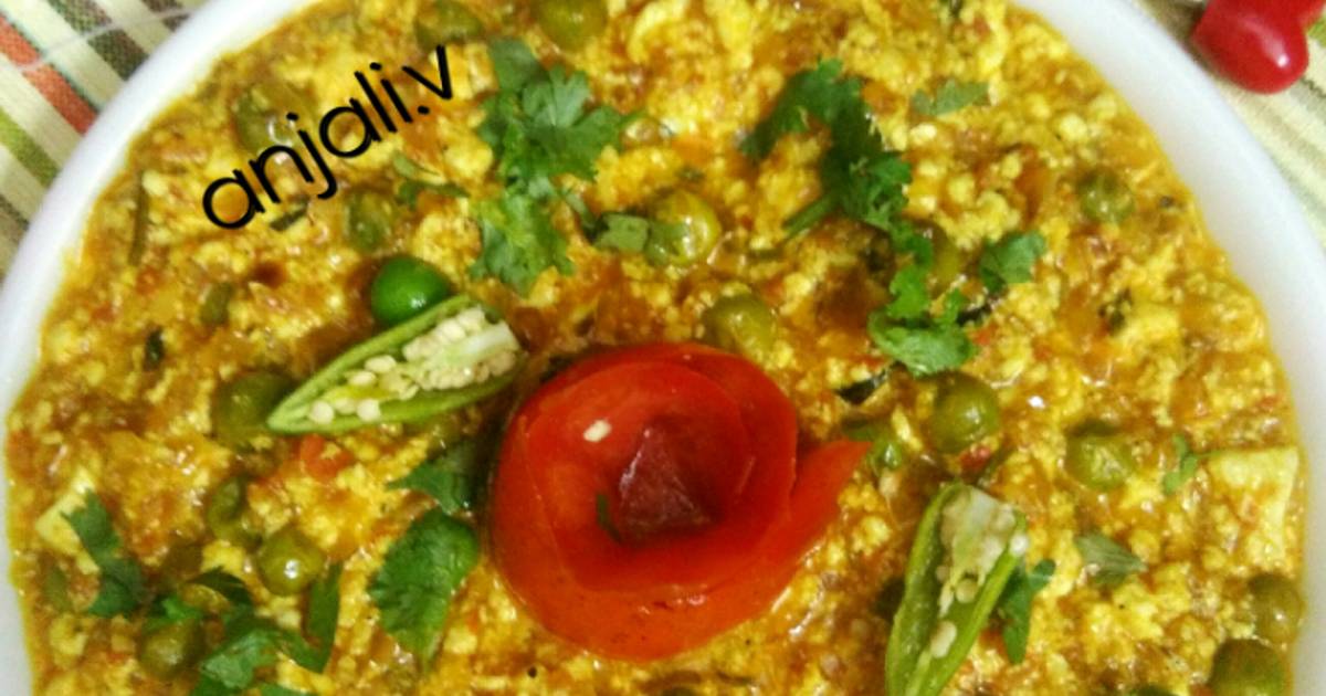 Peas,cottage cheese sabji (Matar paneer ki bhurji) Recipe by Anjali