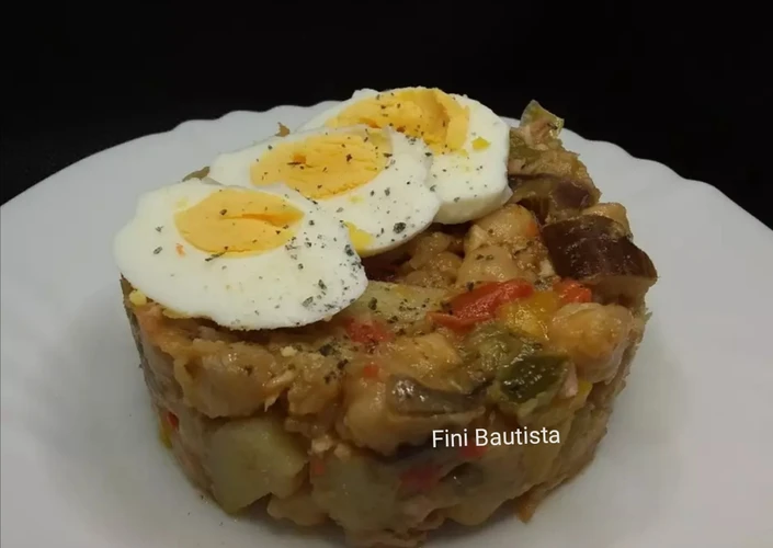 Pasos sencillos para Hacer  Timbal de verdura con garbanzos y atún