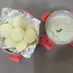 Instant Mini idli and dalia chutney (kids favorite- tiffin friendly) A picture of Instant Mini idli and dalia chutney (kids favorite- tiffin friendly).