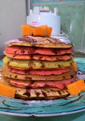 Foto resep pancake maco(mangga coklat) rainbow