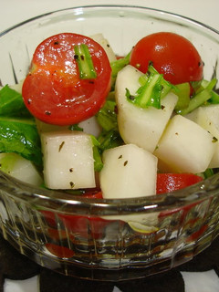 A picture of Turnip and Cherry Tomato Salad with Olive Oil.