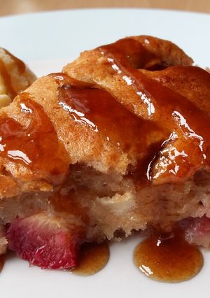 A picture of Vickys Spiced Plum & Apple Pudding & Dulce du Leche, GF DF EF SF.