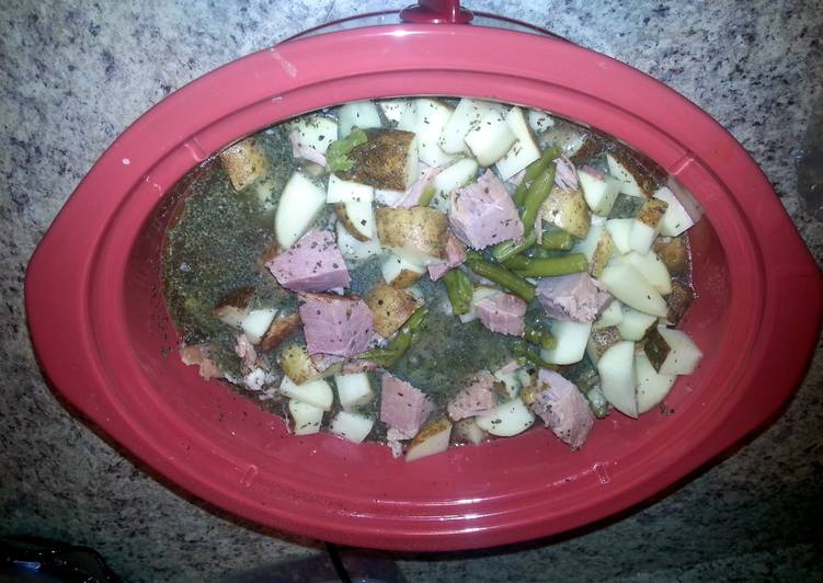 Crockpot Ham, green bean, potato soup