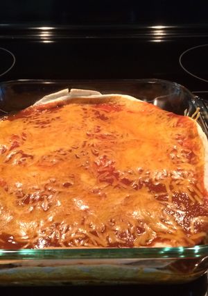 A picture of Enchilada Lasagna.