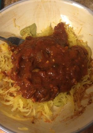 A picture of Currin's Spaghetti Squash Incident.