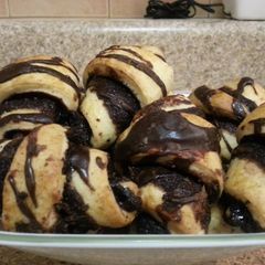 A picture of Rich Gooey Chocolate Rolls with Chocolate Glaze.