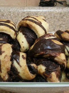 A picture of Rich Gooey Chocolate Rolls with Chocolate Glaze.