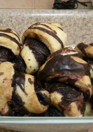 A picture of Rich Gooey Chocolate Rolls with Chocolate Glaze.