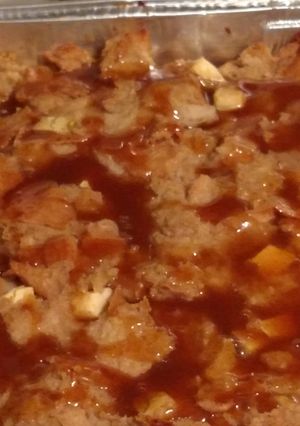 A picture of Caramel Apple Bread Pudding.