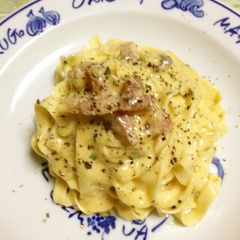 A picture of Homemade Tagliatelle Carbonara.