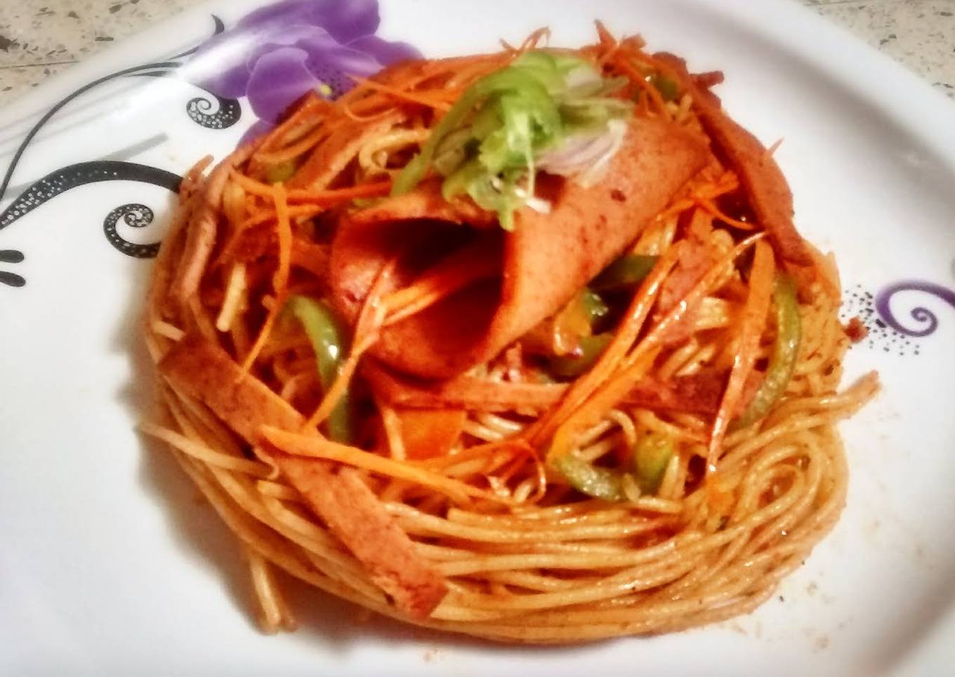 Chicken salami Spaghetti