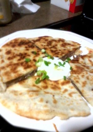 A picture of steak quesadillas.