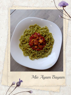 Foto resep Mie bayam basah
