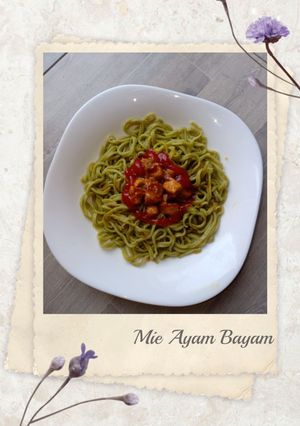 Foto resep Mie bayam basah