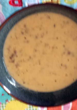 A picture of Cheese burger soup.