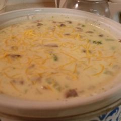 A picture of Slow-cooked Three Cheese Broccoli Soup.
