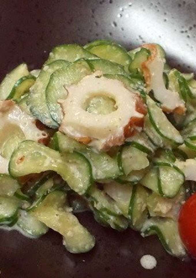 A picture of Crispy Cucumber Salad with Sesame Mayo and Ponzu.