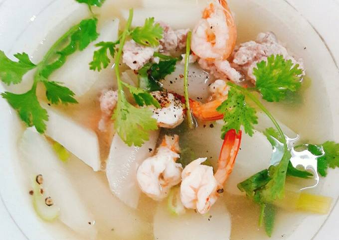 Cách Làm Món Canh củ cải trắng tôm thịt của Huyen le Tran - Cookpad