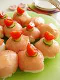Western Style Temarizushi (Ball Shaped Sushi) with Cured Ham and Cheese