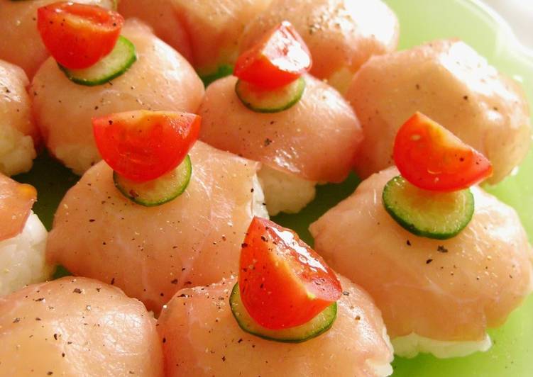 How to Prepare Western Style Temarizushi (Ball Shaped Sushi) with Cured Ham and Cheese