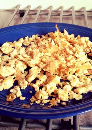 A picture of Jordan's Nicely Spiced Scrambled Eggs.