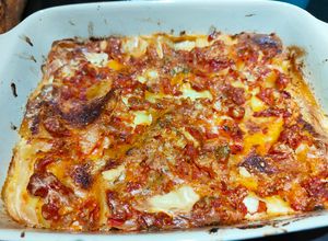 Une photo de Lasagnes aux tomates et mozzarella di buffala
