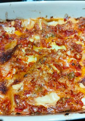 Une photo de Lasagnes aux tomates et mozzarella di buffala