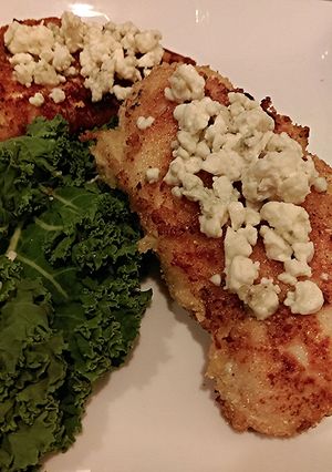 A picture of Chicken Cutlets Topped With Blue Cheese.
