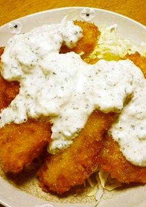 A picture of Fried White Fish with Sweet Onion Tartare Sauce.