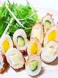 Chikuwa Stuffed with Cheese, Cucumbers, and Takuan