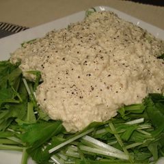 Mizuna Salad with Tofu Dipping Sauce A picture of Mizuna Salad with Tofu Dipping Sauce.