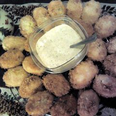 A picture of Brenda's Fried Deviled Eggs.