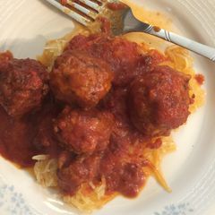 A picture of Easy Crockpot Spaghetti Squash & Meatballs.