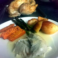 A picture of Sophie's easy roast chicken and gravy.