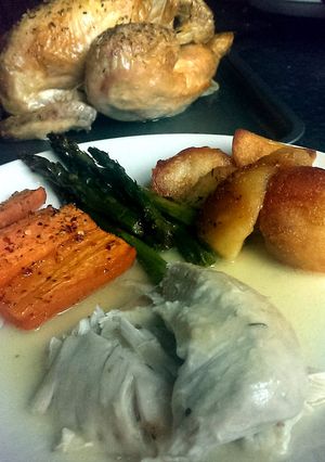 A picture of Sophie's easy roast chicken and gravy.