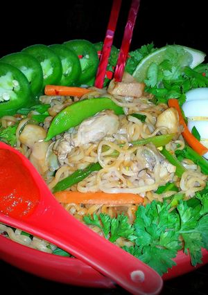 A picture of Mike's Spicy Oysters Ramen.