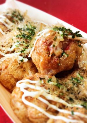 A picture of Osaka-Style Fluffy and Soft Takoyaki, Yamachan Style Batter.