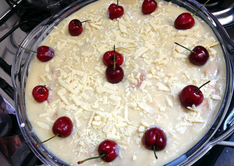 White Chocolate and. Cherries Trifle
