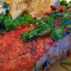 A picture of Traditional seared salmon.