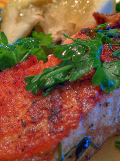 A picture of Traditional seared salmon.
