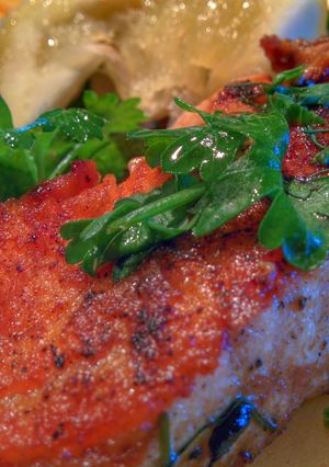 A picture of Traditional seared salmon.