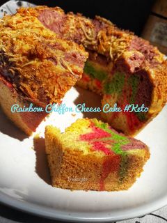Foto resep Rainbow Chiffon Cheese Cake #Ketobetic #KBF #Ketopad