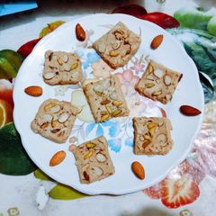 A picture of Healthy nutritious rajgira flour and roasted peanut powder dry fruits Burfi.