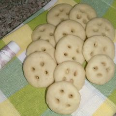 A picture of Button cookies without oven.